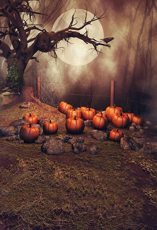 

Хэллоуин фоны для фотостудии ужас ночь Тыква с вымирающим деревом Фотофон виниловый Фотофон для фото