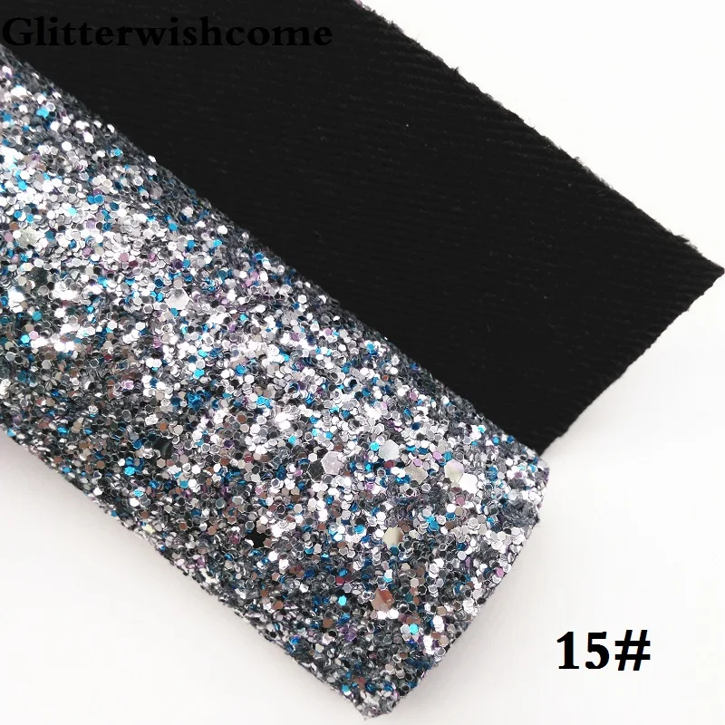 15 Glitterwishcome 21X29 см A4 размер винил для бантов, сверкающий толстый блеск кожа ткань винил для бантов, GM098A - Цвет: 15