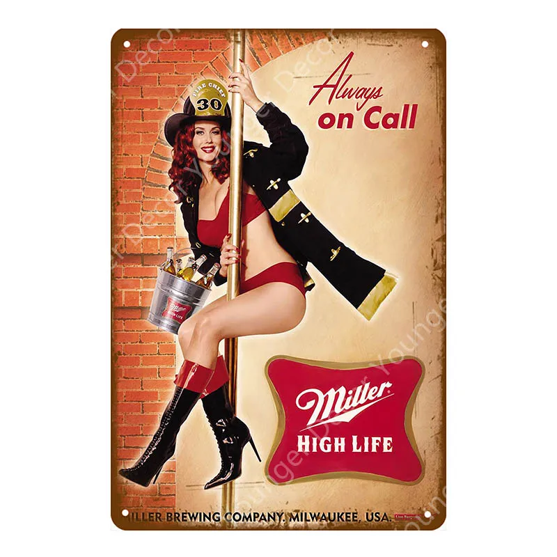 Леди Удача Pin Up девушка живопись оловянные знаки настенная доска Дом Кафе бар домашняя декоративная тарелка украшение комнаты винтажный Железный плакат - Цвет: YD2349F