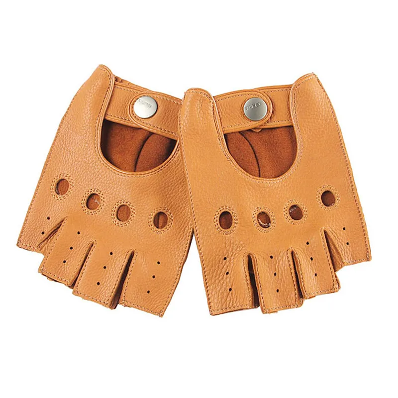 Для мужчин Натуральная кожа на полпальца перчатки с полуоткрытыми пальцами