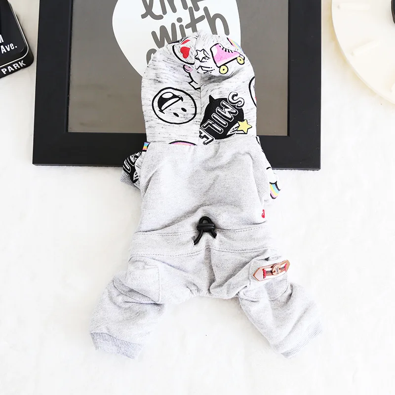 Fashion Printing Four Legs Jumpsuits for Dogs Black Grey Colors Xs-xl Sizes Dog Clothes Autumn and Winter Pet | Дом и сад
