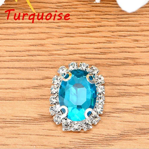 Turquoise 8x10 мм 10 шт./лот Овальный Стекло Кристалл пришить Стразы с когтями Высокое качество украшения DIY Пуговицы - Цвет: Turquoise