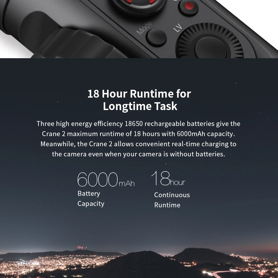 ZHIYUN Crane 2 камера Gimbal с сервоприводом непрерывного фокуса 3,2 кг Полезная нагрузка для беззеркальная камера DSLR SONY Canon Panasonic стабилизатор