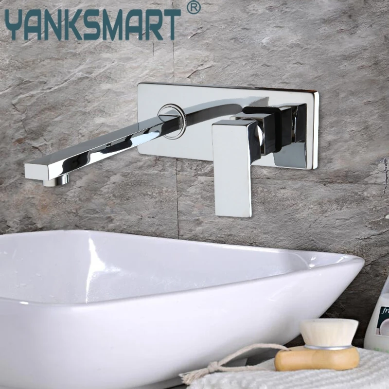 

Contemporary Concealed Bathroom Basin Faucet Hot and Cold Water Bathroom Faucet Wall Mounted Mixer Tap torneira banheiro