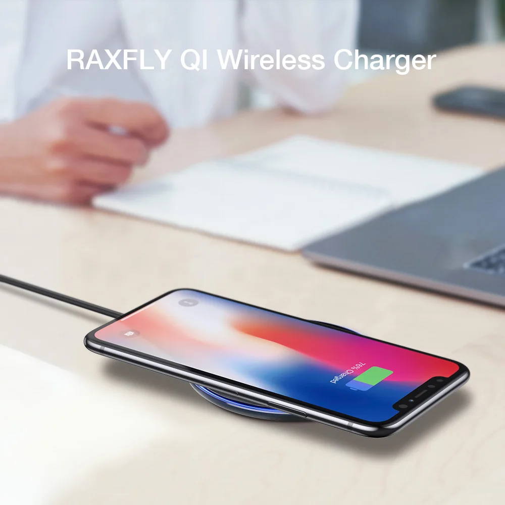 Raxfly 10W QI беспроводная зарядка для телефона iPhone 8 Plus X 10 авто безпроводная площадку