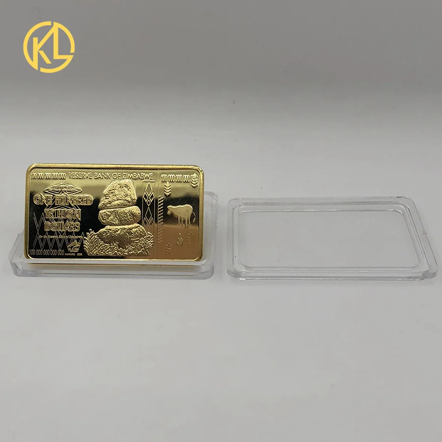 

Zimbabwe Bird Gold bar One Hundred Trillion Dollars Zimbabwe Big Five animal limited edition Coin for collection