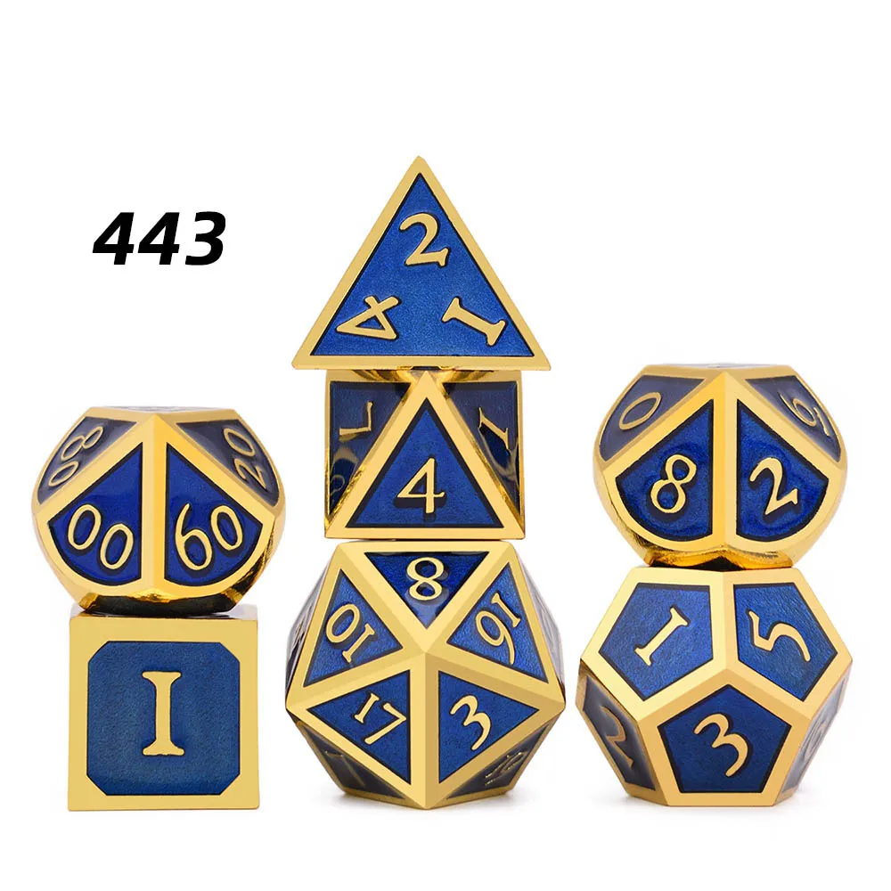 DnD металлические игральные кубики многогранные 7 шт./компл. с черный бархатный чехол для Подземелья и Драконы ролевые игры MTG настольные игры ролевые игры в кости - Color: 443