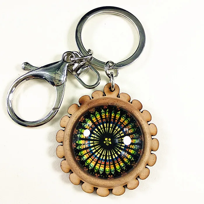 1pcs Bandanna Paisley Keychain Mandala Flower Vintage Key buckle Wood Tray base Buddhist cultural for men women party gift | Украшения и
