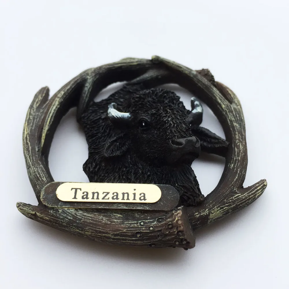 BABELEMI Africa Tanzania Resin Fridge Magnets Stickers 3d Bison Refrigerator Magnet Travel Souvenirs Home Decoration | Дом и сад