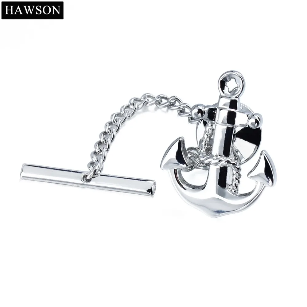 

Silver Color Anchor Design Tie Tack Shirt Jewelry Tie Pin Chain Mens Gift