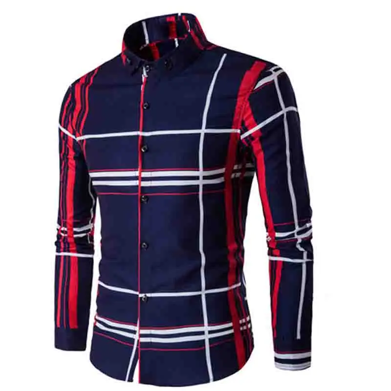 

Новинка 2022, модное весенне-осеннее молодежное повседневное однобортное приталенное темно-синее деловое вечернее платье, Camisa Social Masculina