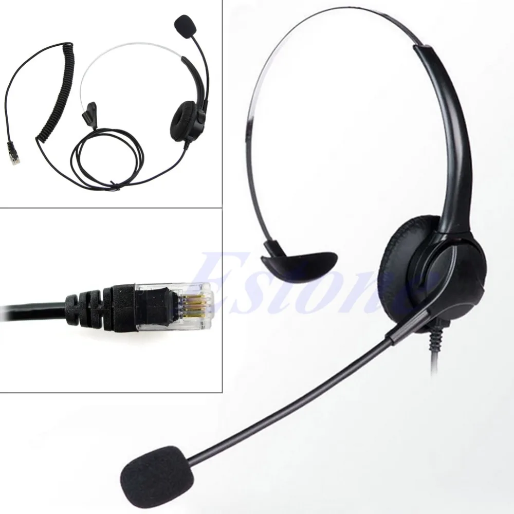 

4-Pin RJ11 Monaural Corded Operator Call Center Telephone Headset Headphone BK Earbuds High Quality