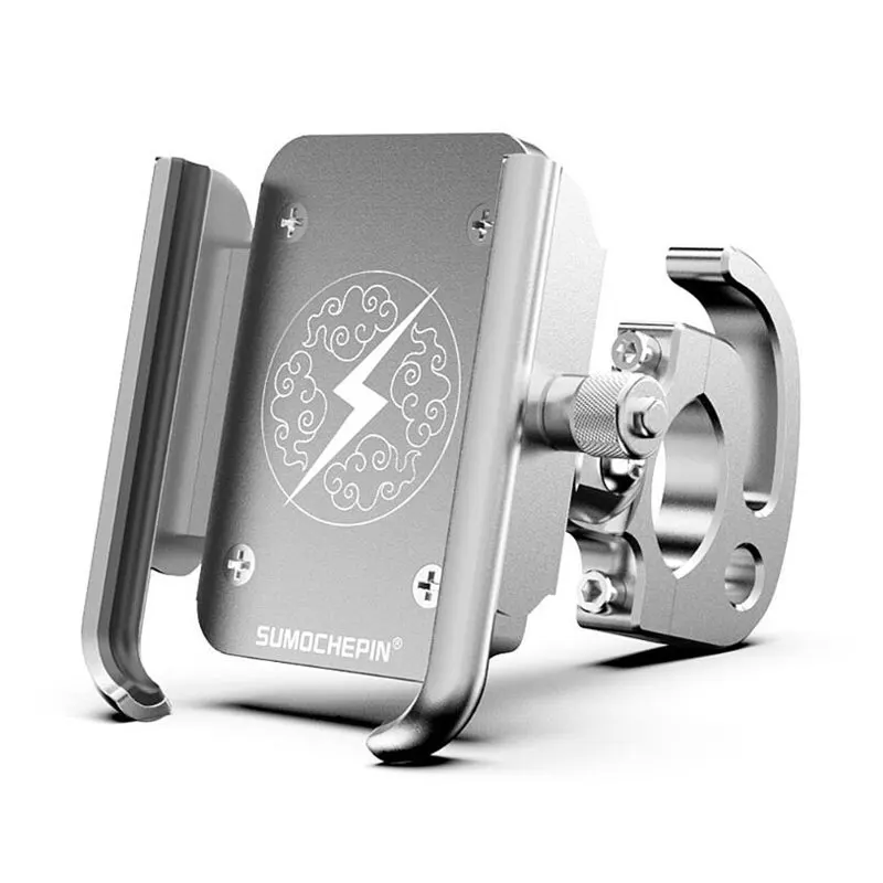 silver Алюминиевый держатель для телефона мотоцикла для крепления мобильного телефона на велосипед стойка руля застежка подставка держатель для 4,0 ''до 6,5'' держатель для сотового телефона - Цвет: silver