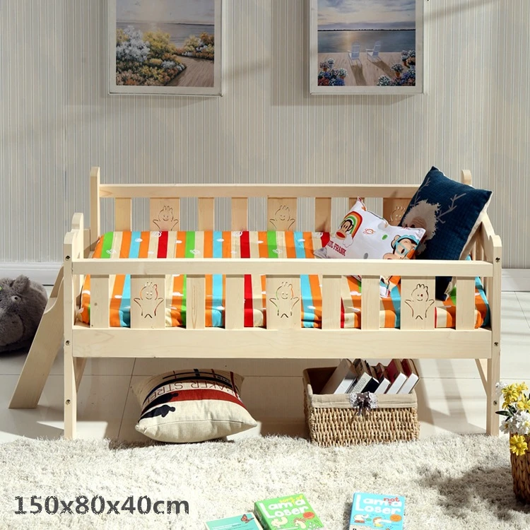 150x80x40cm Детская кровать из цельного дерева, многофункциональная детская деревянная кровать, прочная сосна, ограждение, кровать с лестницей - Цвет: 150x80x40cm