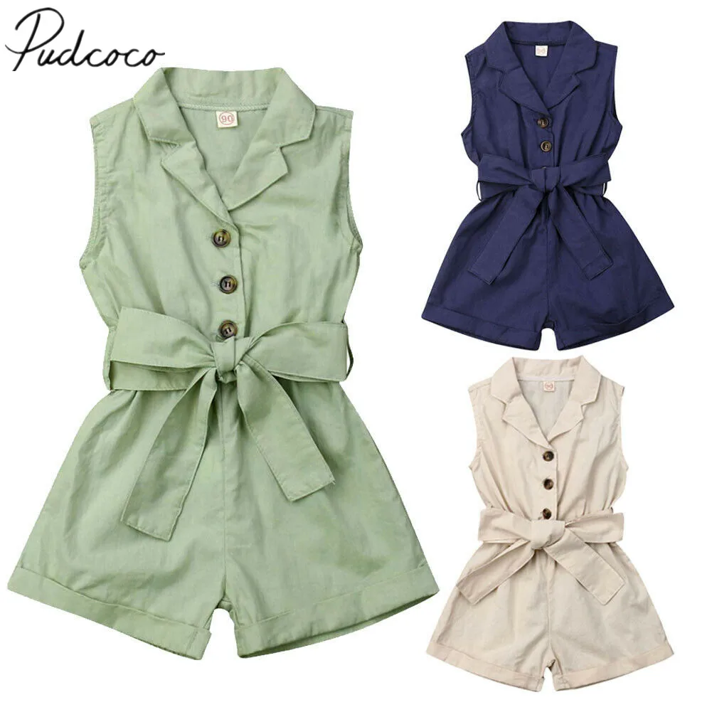 2019 Детская летняя одежда для маленьких девочек цельнокроеный комбинезон с