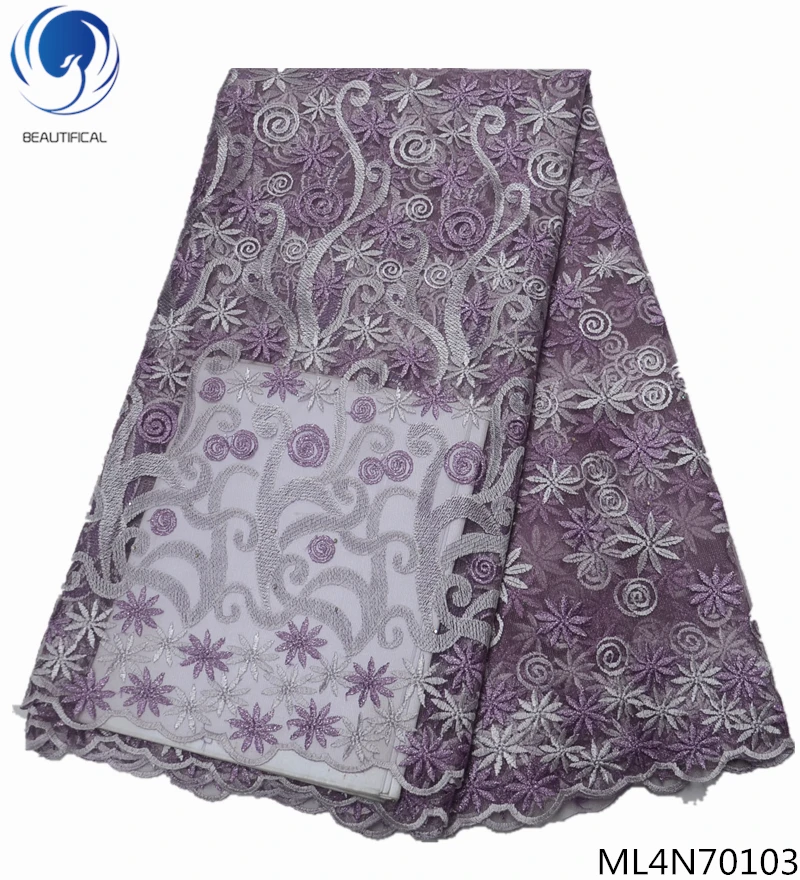 

BEAUTIFICAL light purple african lace fabric stone tulle lace fabric 2019 nigerian lace fabrics best selling products ML4N701