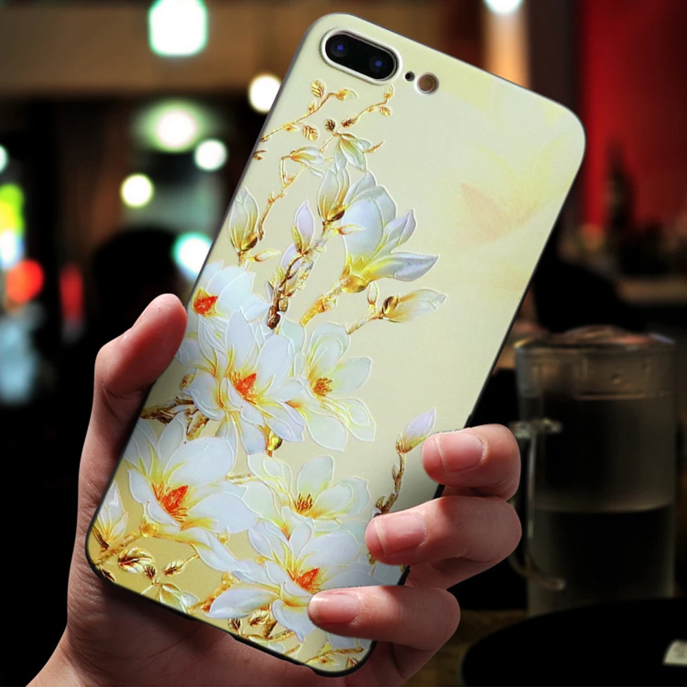 Чехол с объемным тиснением и цветочным рисунком для iPhone XR 6 6S 7 8 Plus 5 5S для iPhone 11 Pro XS Max для iPhone X чехол TPU Capa
