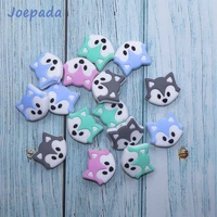 joepada 10pcslot fox silicone beads cartoon baby teething beads bpa free diy baby teething necklace baby teether accessories