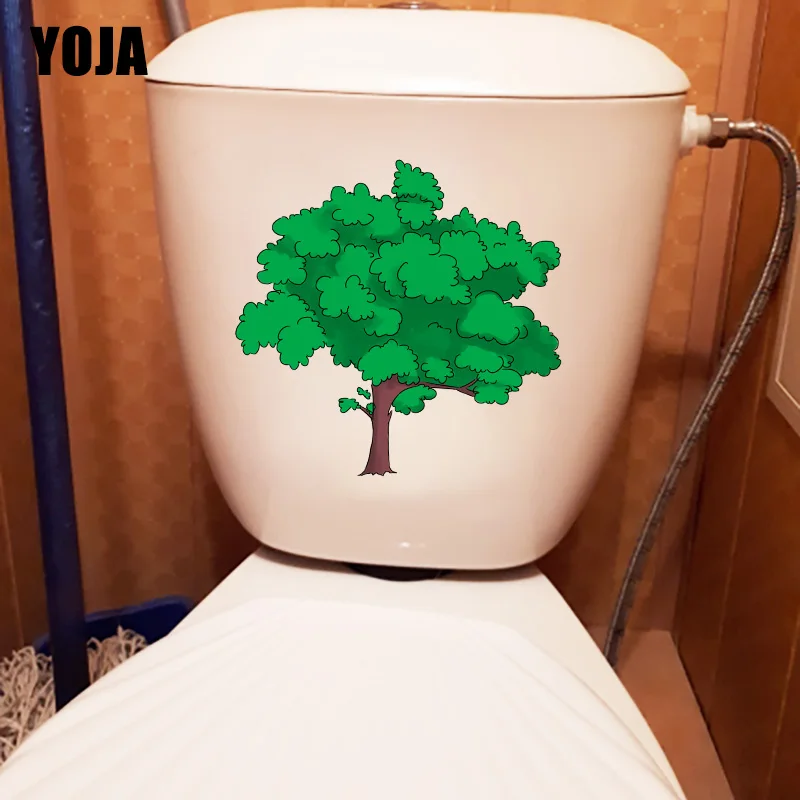 YOJA 21.3X20.8CM мультфильм зеленое дерево свежее растение Туалет декор дома детская