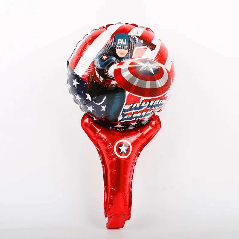 Captain America Lucky 50 шт./лот мультфильм Heros KT Воздушные шары "Миньоны" палочки держатели надувные фольга Воздушные шары на день рождения вечерние принадлежности украшения - Цвет: Captain America