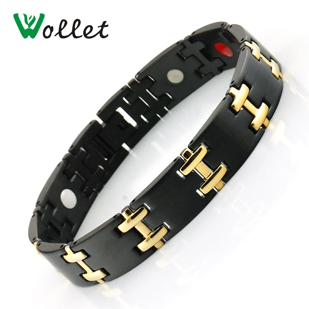Браслет Wollet для мужчин био магнитный браслет из нержавеющей стали черного золота