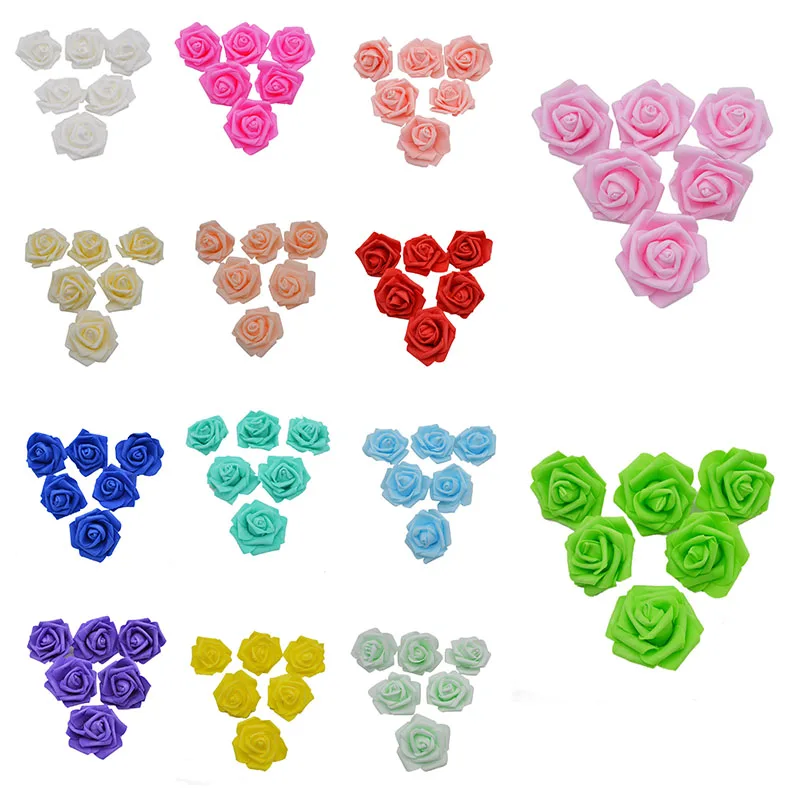 20pcs/Lot 6cm PE Foam Big Rose Flower Head Artificial Flowers Wedding Decorations DIY Scrapbooking Wreath Home Decor Crafts
