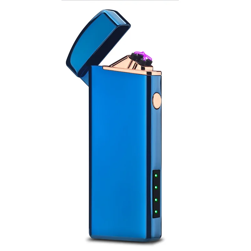 Металлическая ветрозащитная Usb перезаряжаемая двойная дуга плазменная импульсная Электронная зажигалка индикатор батареи сигареты табачные зажигалки