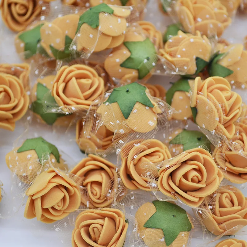 50 шт./лот 2 см мини ПЭ пенопластовая Роза разноцветные искусственные шелковые