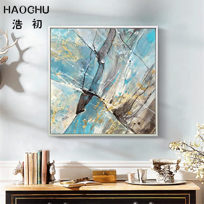 Триптих haochu скандинавские декоративные картины Цветная глазурь Лазурный камень