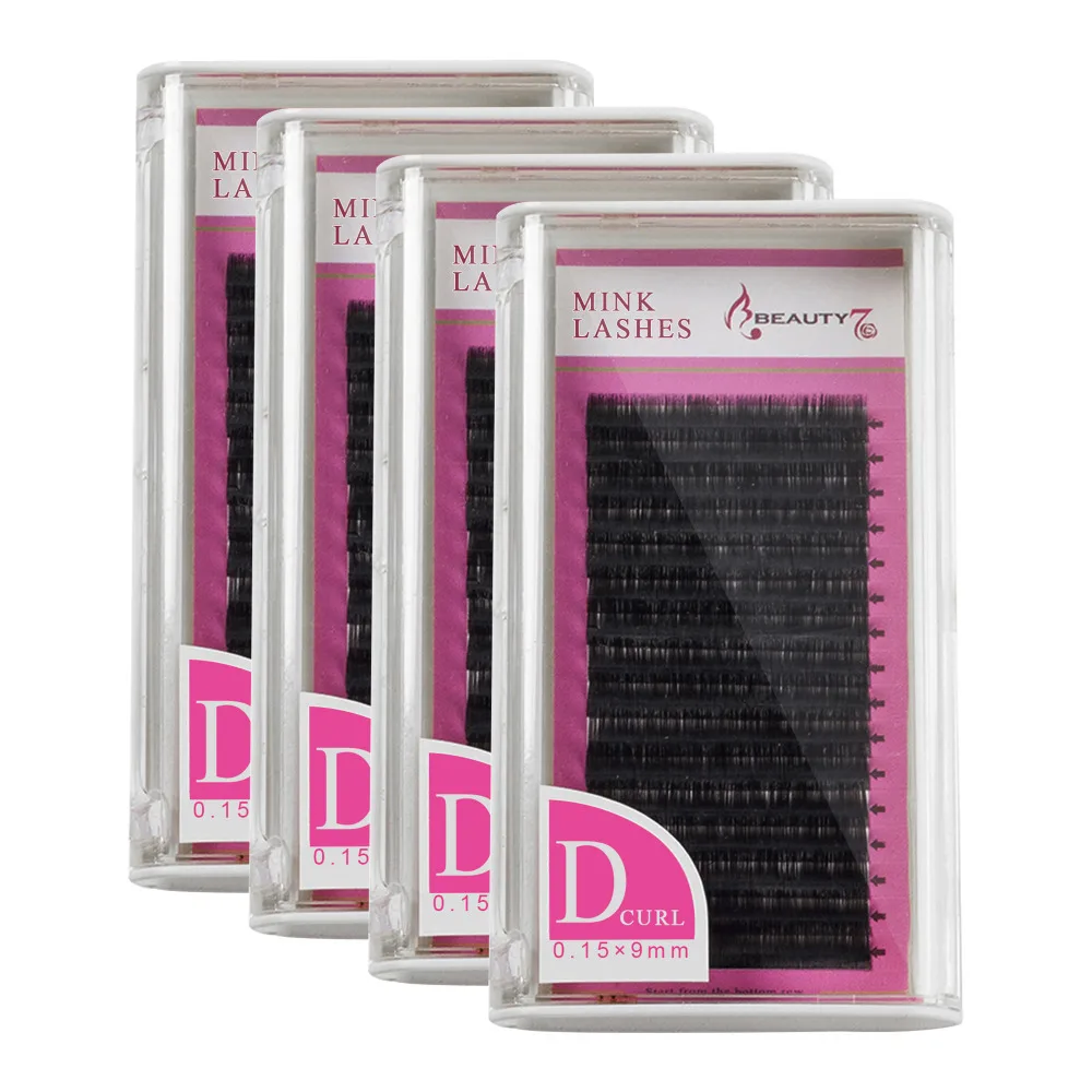 BEAUTY7 4шт D Curl 0 15 мм *9-10-11-12mm объемные ресницы искусственной норки отдельных ресниц