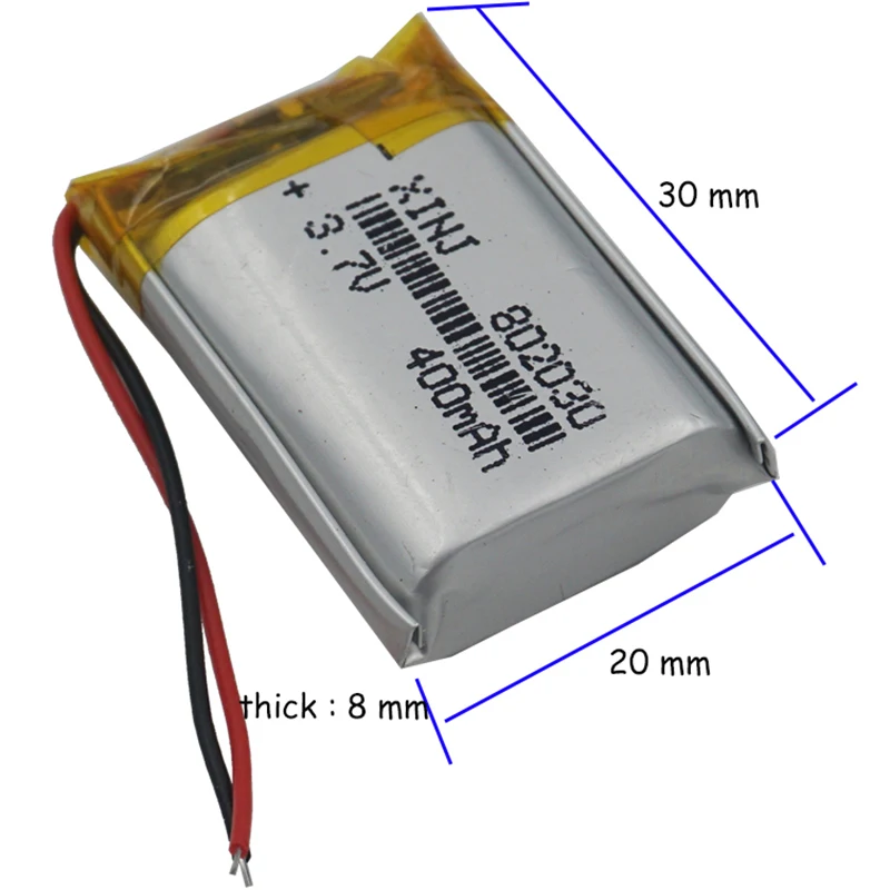 XINJ 3 7 V 400 mAh литий полимерный аккумулятор Li ion li po cell 802030 для MP4 Электронная книга