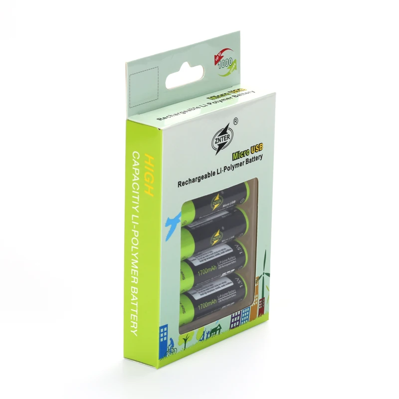 ZNTER 2/4 шт 1,5 V 1700mah AA Перезаряжаемые Батарея зарядка через usb литий Батарея акумуляторная батарея по кругу проложен микро Зарядка через usb кабель челнока