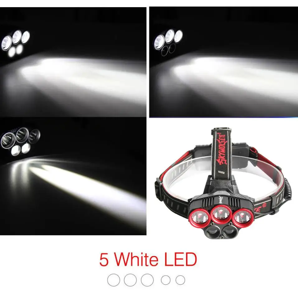 MUQGEW 3 Вт XM-L 5LED налобный фонарь USB Перезаряжаемый Фонарик 18650 батарея кабель люмен 6