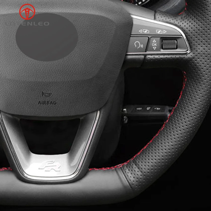 Черный PU искусственная кожа сшить автомобиль Руль Обложка для Seat Leon Cupra Leon ST Cupra Ateca FR