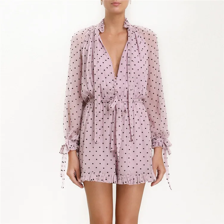 Подиум сиреневый Женский Игровой костюм 2019 летний женский Boho Широкий комбинезон