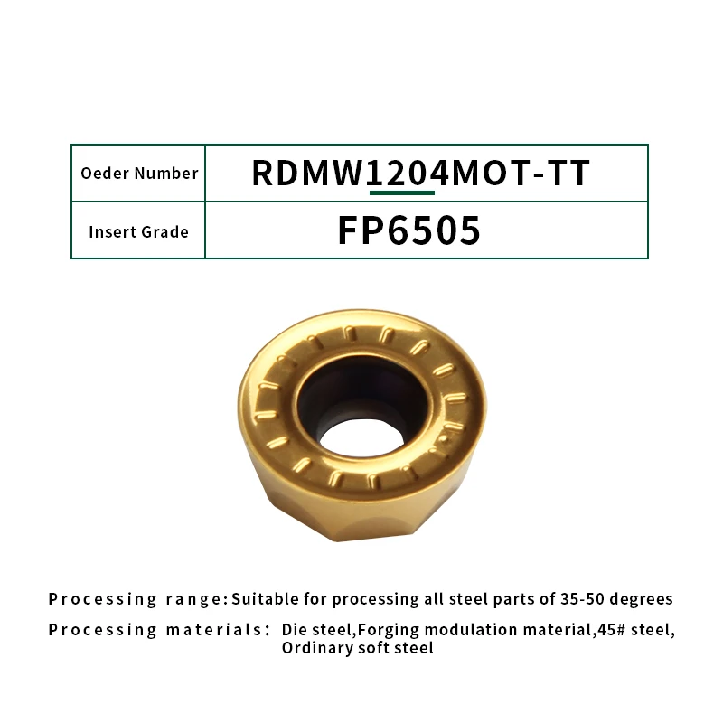 RDMW1204MOT-TT-6505 FivePears 10 шт. RDMT10T3MO/RDMW1204MOT/HM/PM карбидные вставки лицо мельница r5 r6 круглый фрезерный станок с ЧПУ инструмент - Длина режущей кромки: RDMW1204MOT-TT-6505