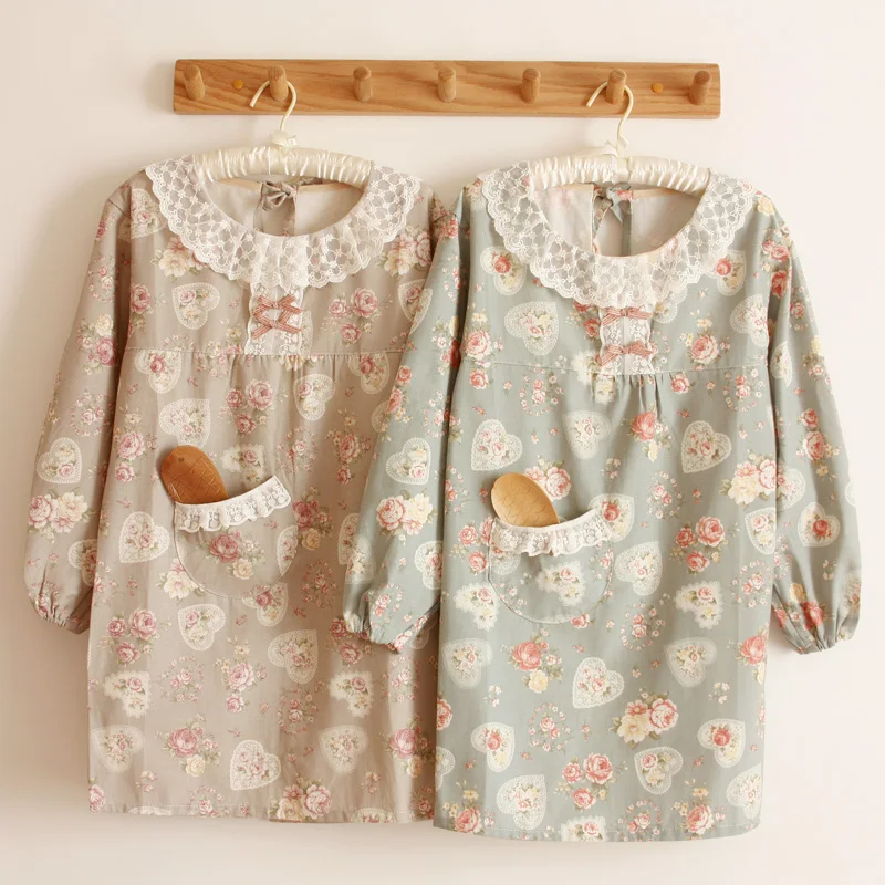 Кружевной Фартук с длинными рукавами в Корейском стиле анти одежда Комбинезоны