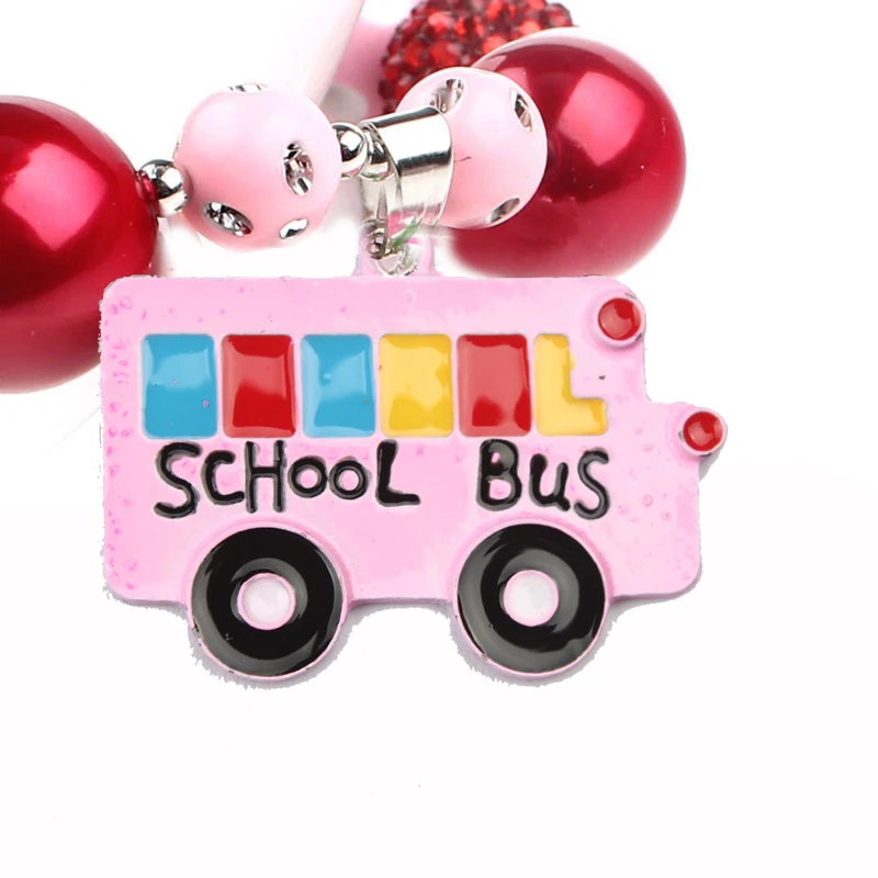 Vcmart сладкий обратно в школу подвеска-автобус Розовый Красный бусины виде