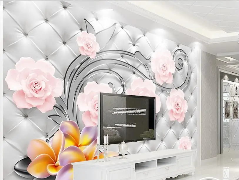 Пользовательские 3D обои для гостиной мягкие цветочные настенные фрески отеля