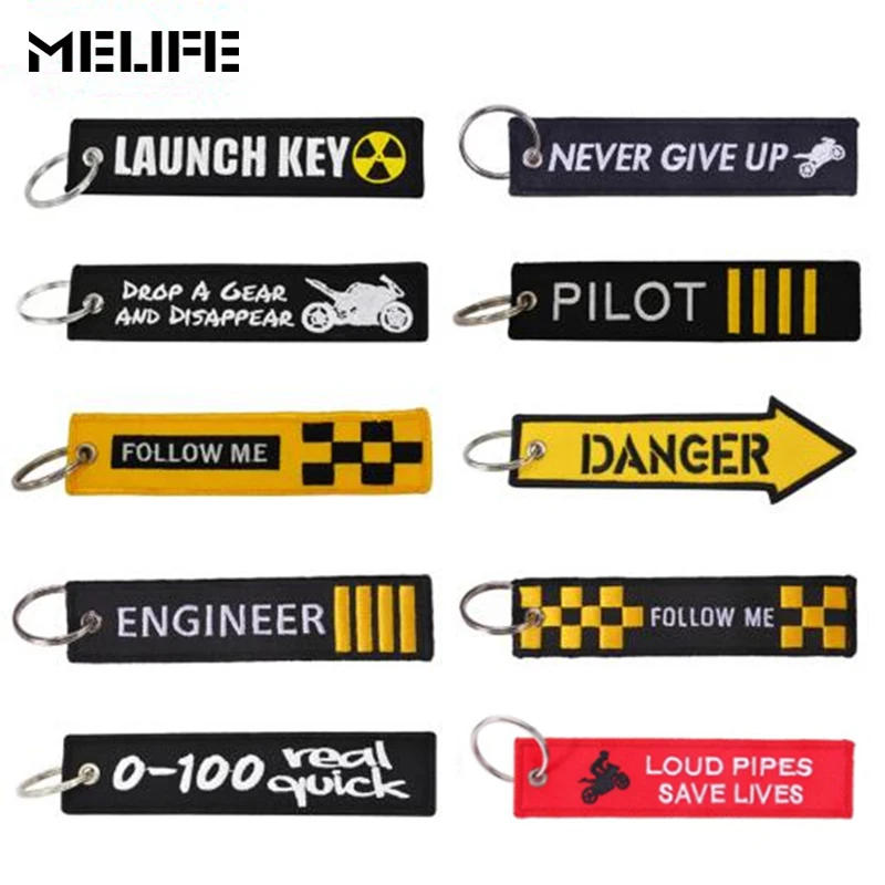 

MELIFE Novelty Sport Climbing accessories Keychain Launch Key Chain for Motorcycles Key Fob New Embroidery Remove Before Flight