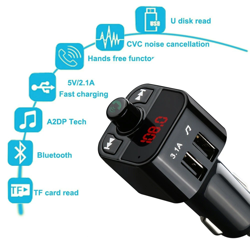 Автомобильный комплект громкой связи с двумя USB Bluetooth 4 1 зарядное устройство FM
