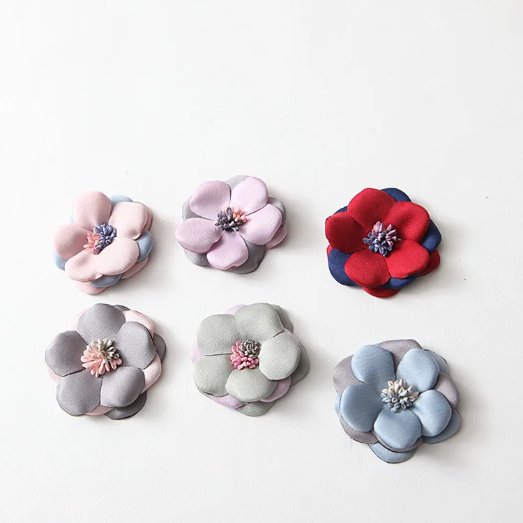 

Newborn Fashion double layer Decorative Fabric Flowers with stamen for Home Garden Chiffon Flowers for hairband Decoration