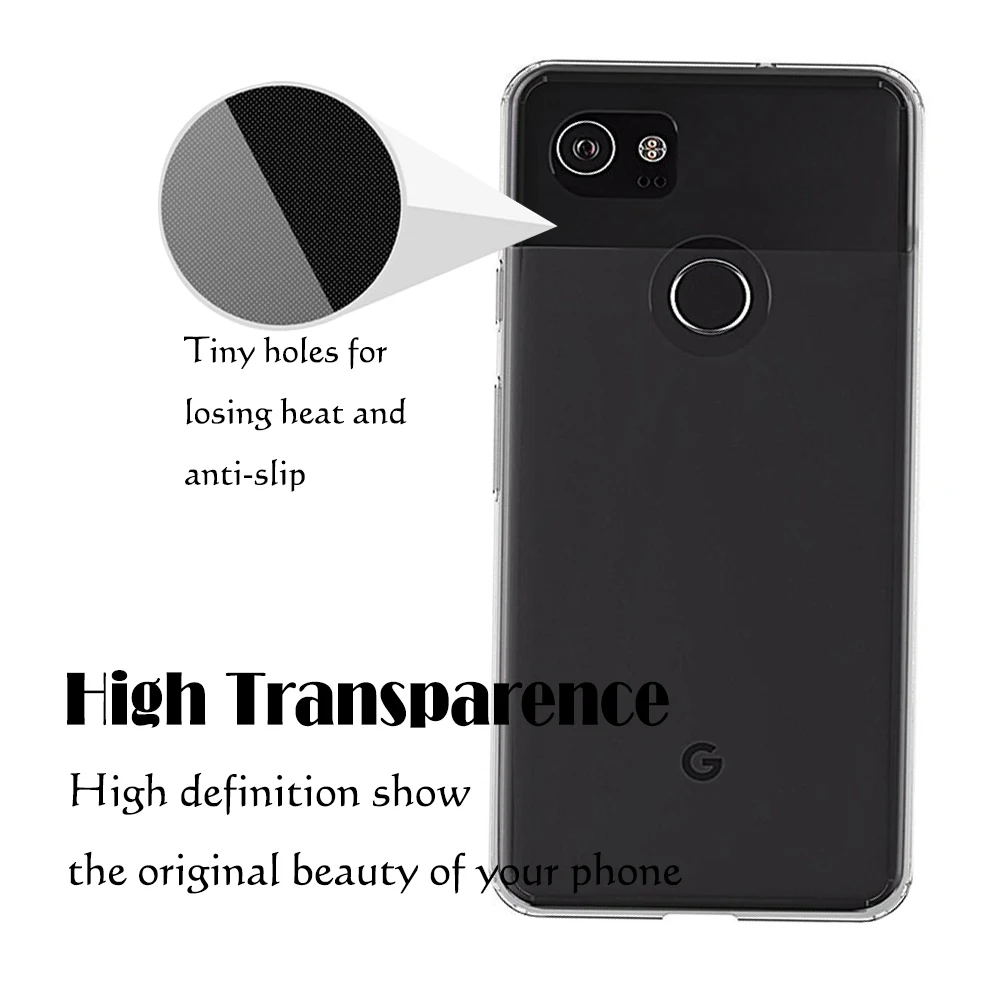 Прозрачный защитный чехол премиум класса для Google Pixel 2 амортизирующий бампер из