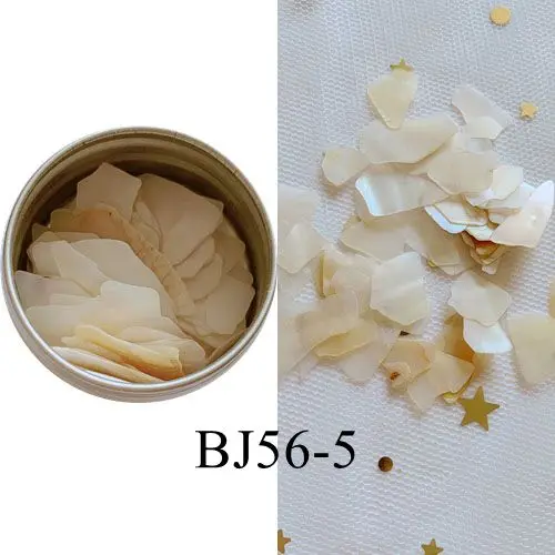 BJ56-5 1Jar перламутровая втирка для ногтей крошечные кусочки раковины камни в металлическая банка тонкие большие части оболочки перламутровая втирка для ногтей Deco BJ56 - Цвет: BJ56-5