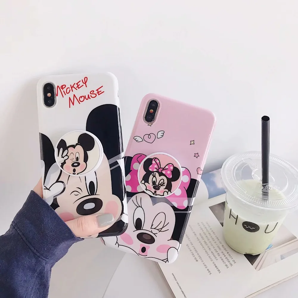 Роскошные прекрасный мультфильм микки кольцо чехол для iPhone X XS XR 6 S 7 8 плюс MAX