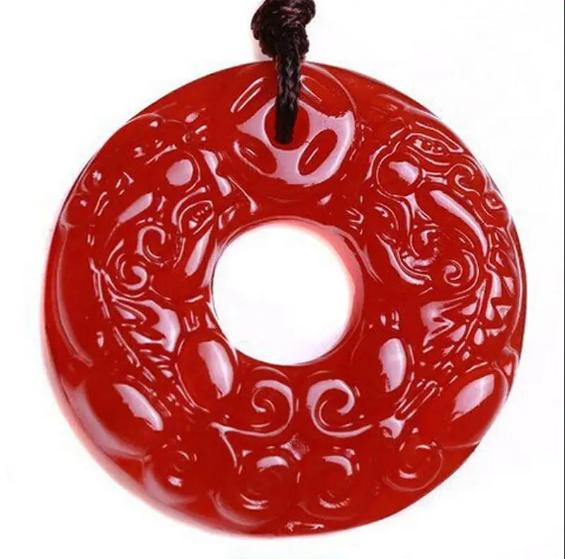 3.5х3.5 см Натуральная прозрачная тонкая выгравированная милая счастливая подвеска из нефрита, агата и халцедона с бесплатным ожерельем модного ювелирного изделия для женщин и мужчин.