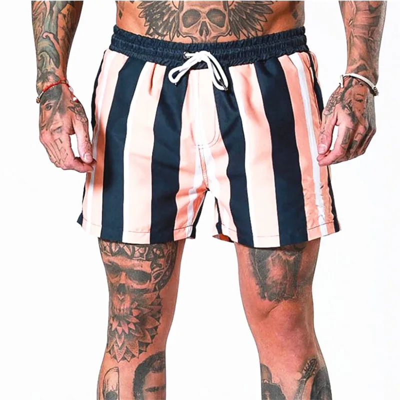 

2019 Summer Men New Straight Stripe Beach Casual Shorts Male Gyms Fitness Jogging Breathable Slim fit bodybuilding Sweatpants