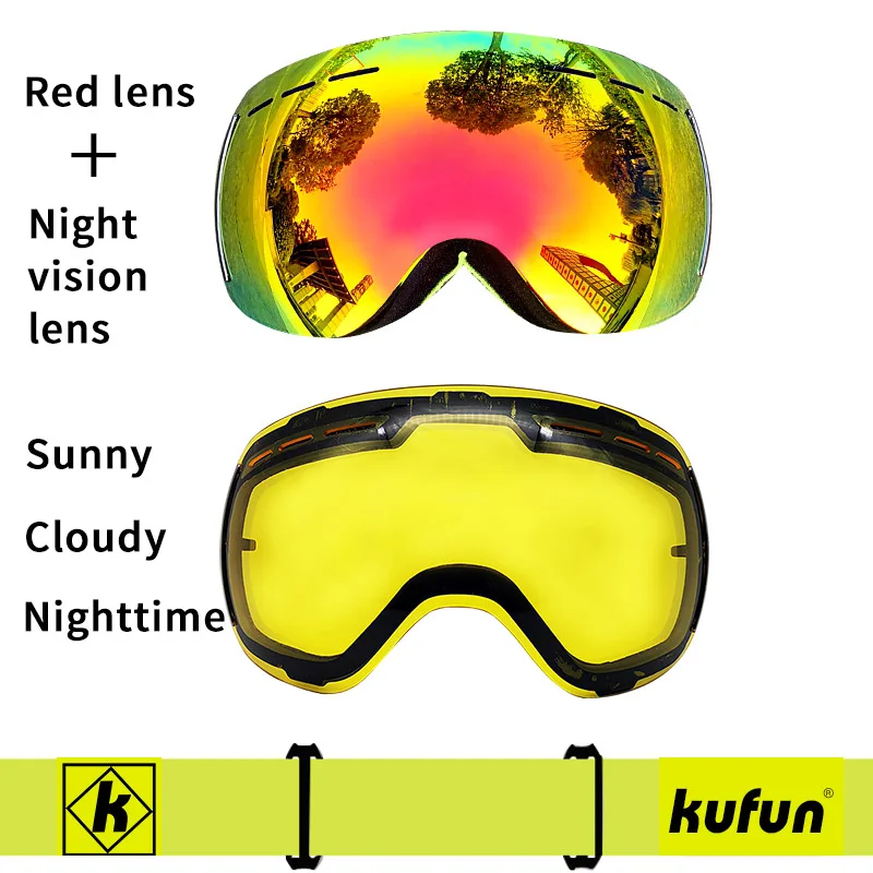 Goggles and lens D Брендовые лыжные очки двухслойные UV400 Анти-туман большой Лыжная маска очки на лыжах мужские и женские зимние очки для катания на сноуборде Горнолыжные очки сноуборд доска лыжные очки сноуборд доска маска для сноуборд - Цвет: Goggles and lens D