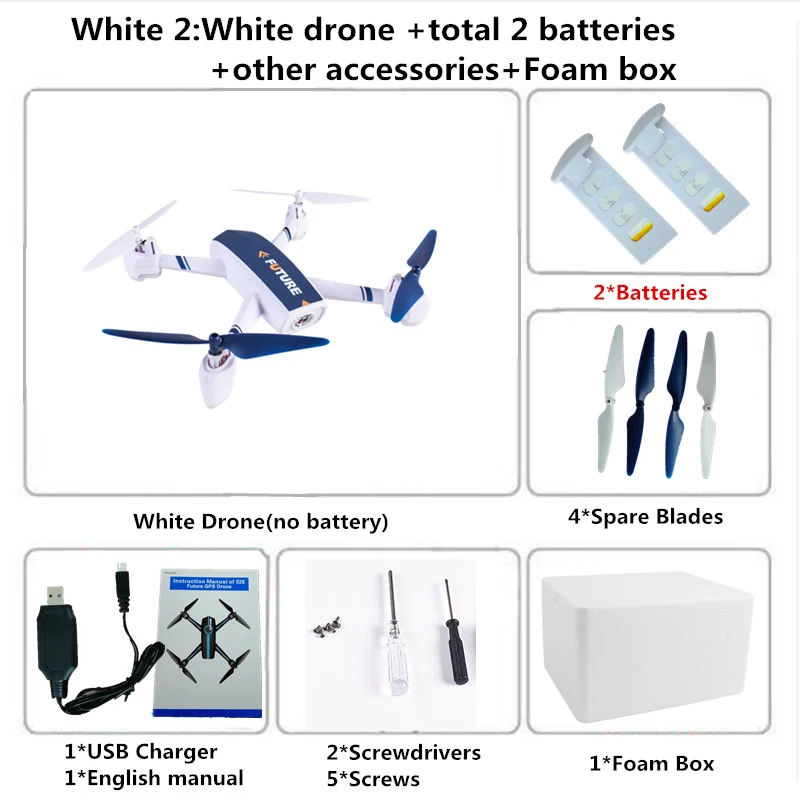 White 2 Foam box JXD528 gps Drone с следуй за мной режиме FPV горючего с Камера Радиоуправляемый Дрон с Камера gps следовать автоматический возврат RC вертолет Дрон - Цвет: White 2 Foam box