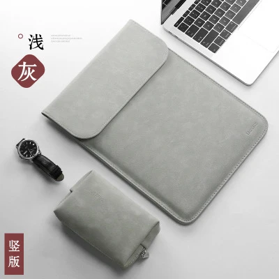Scrub gray s2 Новые матовые из искусственной кожи рукав сумка для ноутбука 15,6 14 для macbook Air 13 Чехол Pro retina, 11, 12, 15 лет для Xiaomi Mi Тетрадь 12,5 13,3 - Цвет: Scrub gray s2